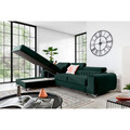 Coltar extensibil stanga 3 locuri ELTAP, LT-35LO, Grayson, 278x205x92 cm, lemn/poliester, verde inchis