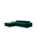 Coltar extensibil stanga 3 locuri ELTAP, LT-35NU, Grayson, 278x205x92 cm, lemn/poliester, verde inchis
