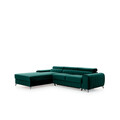 Coltar extensibil stanga 3 locuri ELTAP, LT-38VE, Grayson, 278x205x92 cm, lemn/poliester, verde inchis
