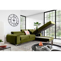 Coltar extensibil dreapta 3 locuri ELTAP, RT-33LO, Grayson, 278x205x92 cm, lemn/poliester, verde olive