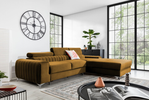 Coltar extensibil dreapta 3 locuri ELTAP, RT-45LO, Grayson, 278x205x92 cm, lemn/poliester, mustar