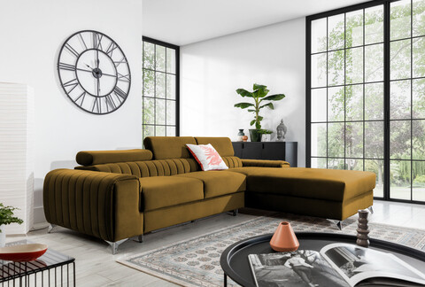 Coltar extensibil dreapta 3 locuri ELTAP, RT-45NU, Grayson, 278x205x92 cm, lemn/poliester, mustar