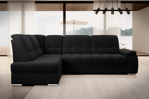 Coltar extensibil stanga 3 locuri ELTAP, LT-10FL, Sado, 272x192x95 cm, lemn/poliester, negru