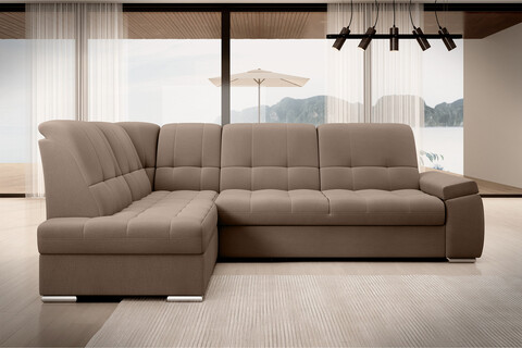 Coltar extensibil stanga 3 locuri ELTAP, LT-20NU, Sado, 272x192x95 cm, lemn/poliester, maro deschis