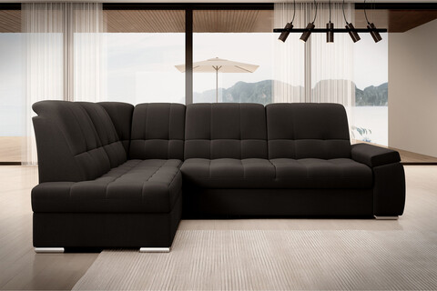 Coltar extensibil stanga 3 locuri ELTAP, LT-22NU, Sado, 272x192x95 cm, lemn/poliester, maro inchis