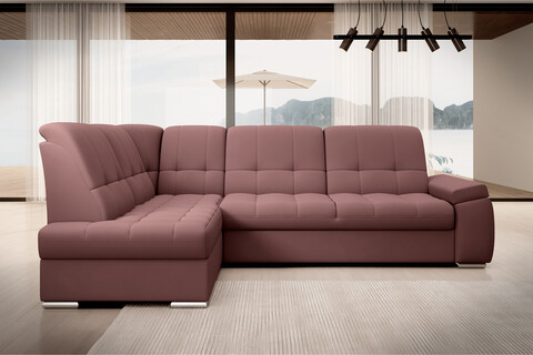 Coltar extensibil stanga 3 locuri ELTAP, LT-24VE, Sado, 272x192x95 cm, lemn/poliester, roz inchis