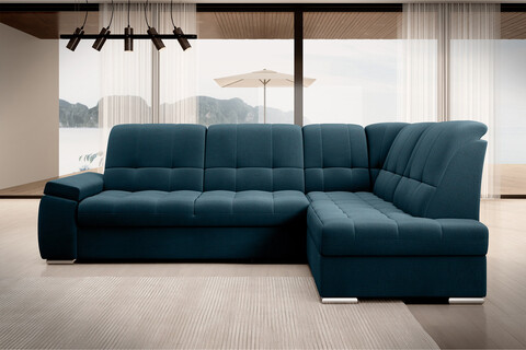 Coltar extensibil dreapta 3 locuri ELTAP, RT-40NU, Sado, 272x192x95 cm, lemn/poliester, albastru inchis