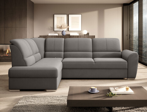 Coltar extensibil stanga 3 locuri ELTAP, LT-04LO, Siber, 270x186x93 cm, lemn/poliester, gri