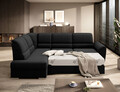 Coltar extensibil stanga 3 locuri ELTAP, LT-10FL, Siber, 270x186x93 cm, lemn/poliester, negru