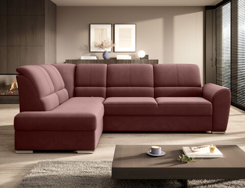 Coltar extensibil stanga 3 locuri ELTAP, LT-24LU, Siber, 270x186x93 cm, lemn/poliester, roz inchis