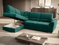 Coltar extensibil stanga 3 locuri ELTAP, LT-35NU, Siber, 270x186x93 cm, lemn/poliester, verde inchis