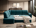 Coltar extensibil stanga 3 locuri ELTAP, LT-39LU, Siber, 270x186x93 cm, lemn/poliester, verde