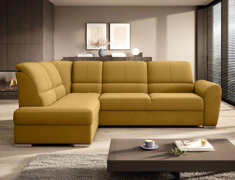 Coltar extensibil stanga 3 locuri ELTAP, LT-45LO, Siber, 270x186x93 cm, lemn/poliester, galben