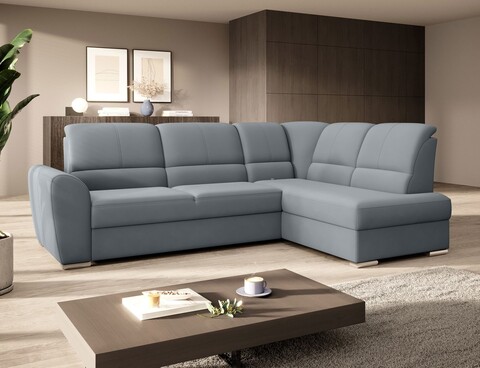 Coltar extensibil dreapta 3 locuri ELTAP, RT-04VE, Siber, 270x186x93 cm, lemn/poliester, gri deschis