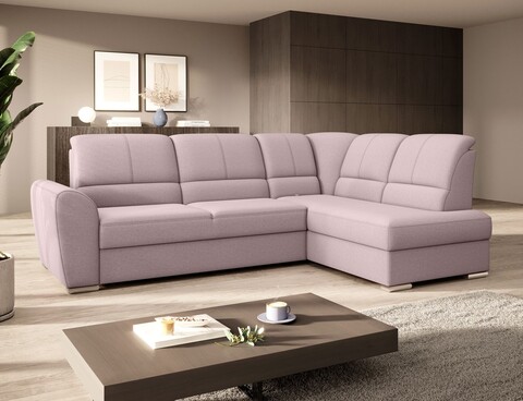 Coltar extensibil dreapta 3 locuri ELTAP, RT-101GO, Siber, 270x186x93 cm, lemn/poliester, roz deschis