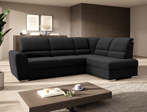 Coltar extensibil dreapta 3 locuri ELTAP, RT-10FL, Siber, 270x186x93 cm, lemn/poliester, negru