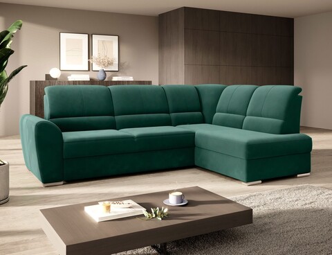 Coltar extensibil dreapta 3 locuri ELTAP, RT-35LU, Siber, 270x186x93 cm, lemn/poliester, verde inchis