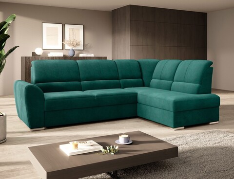 Coltar extensibil dreapta 3 locuri ELTAP, RT-35NU, Siber, 270x186x93 cm, lemn/poliester, verde inchis