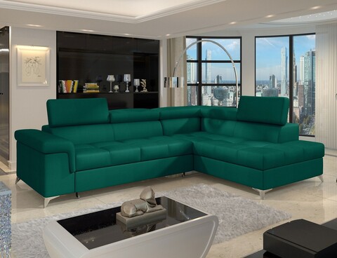 Coltar extensibil dreapta 4 locuri ELTAP, ERI-08, Eridano, 275x202x88 cm, lemn/poliester, verde inchis