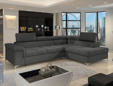 Coltar extensibil dreapta 4 locuri ELTAP, ERI-13, Eridano, 275x202x88 cm, lemn/poliester, gri inchis