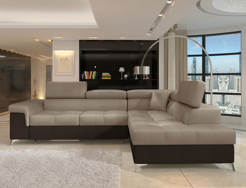 Coltar extensibil dreapta 4 locuri ELTAP, ERI-21, Eridano, 275x202x88 cm, lemn/poliester, maro deschis/maro inchis