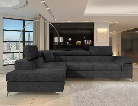 Coltar extensibil stanga 4 locuri ELTAP, ERI-31, Eridano, 275x202x88 cm, lemn/poliester, gri antracit