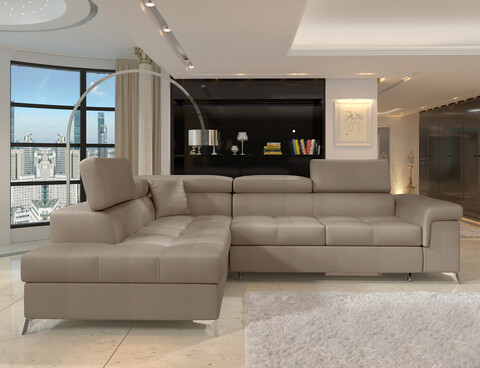 Coltar extensibil stanga 4 locuri ELTAP, ERI-34, Eridano, 275x202x88 cm, lemn/poliester, maro deschis