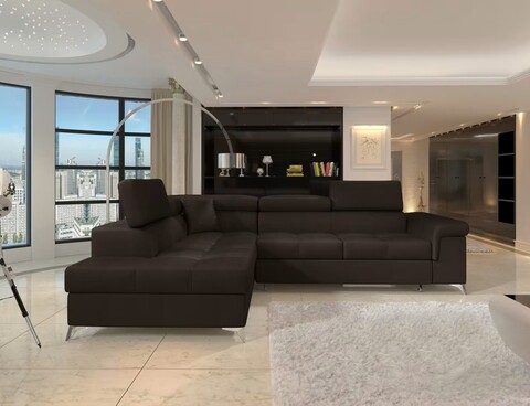 Coltar extensibil stanga 4 locuri ELTAP, ERI-35, Eridano, 275x202x88 cm, lemn/poliester, maro inchis