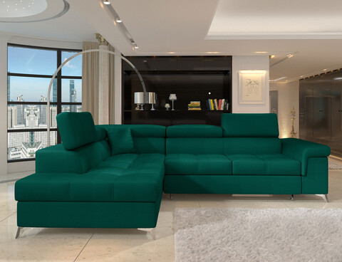 Coltar extensibil stanga 4 locuri ELTAP, ERI-36, Eridano, 275x202x88 cm, lemn/poliester, verde inchis