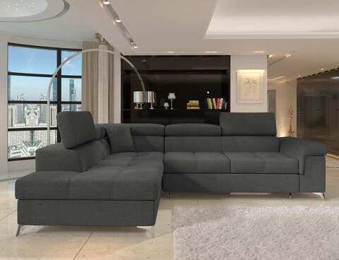 Coltar extensibil stanga 4 locuri ELTAP, ERI-41, Eridano, 275x202x88 cm, lemn/poliester, gri inchis