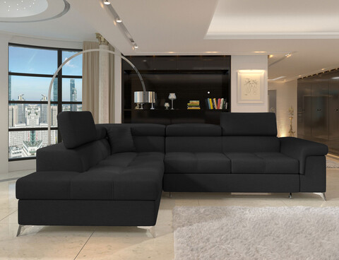 Coltar extensibil stanga 4 locuri ELTAP, ERI-42, Eridano, 275x202x88 cm, lemn/poliester, negru