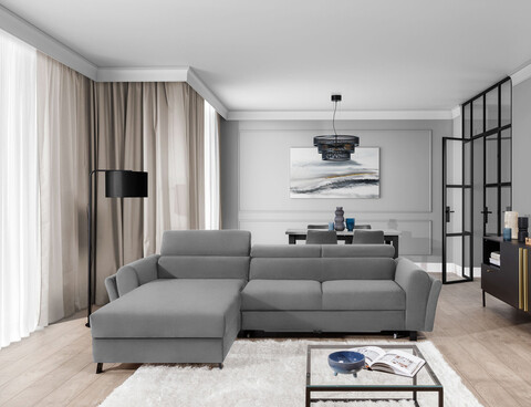 Coltar extensibil stanga 4 locuri ELTAP, Mari-14, Mariall, 288x200x92 cm, lemn/poliester, gri