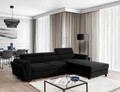 Coltar extensibil dreapta 4 locuri ELTAP, Mari-35, Mariall, 288x200x92 cm, lemn/poliester, negru