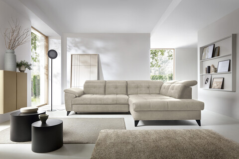 Coltar extensibil dreapta 5 locuri ELTAP, RT-18AU, Inferne, 297x210x107 cm, lemn/poliester, bej deschis