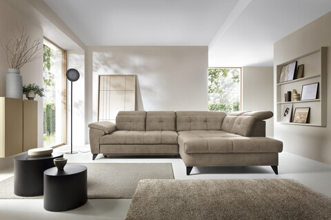 Coltar extensibil dreapta 5 locuri ELTAP, RT-20AU, Inferne, 297x210x107 cm, lemn/poliester, bej inchis