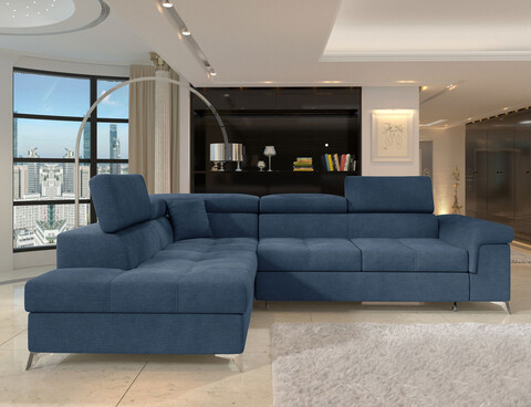 Coltar extensibil stanga 4 locuri ELTAP, LT-40RAQ, Eridano, 275x202x88 cm, lemn/poliester, albastru inchis