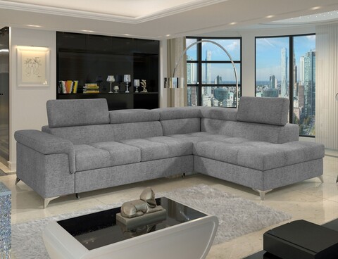 Coltar extensibil dreapta 4 locuri ELTAP, RT-03TOU, Eridano, 275x202x88 cm, lemn/poliester, gri inchis