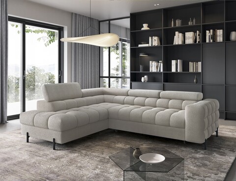 Coltar extensibil stanga 5 locuri ELTAP, LT-20ROY, Ferucce, 276x200x93 cm, lemn/poliester, bej deschis