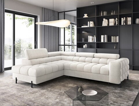 Coltar extensibil stanga 5 locuri ELTAP, LT-01ROY, Ferucce, 276x200x93 cm, lemn/poliester, alb