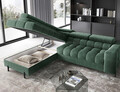 Coltar extensibil stanga 5 locuri ELTAP, LT-35AMO, Ferucce, 276x200x93 cm, lemn/poliester, verde inchis