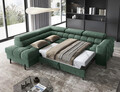 Coltar extensibil stanga 5 locuri ELTAP, LT-35AMO, Ferucce, 276x200x93 cm, lemn/poliester, verde inchis