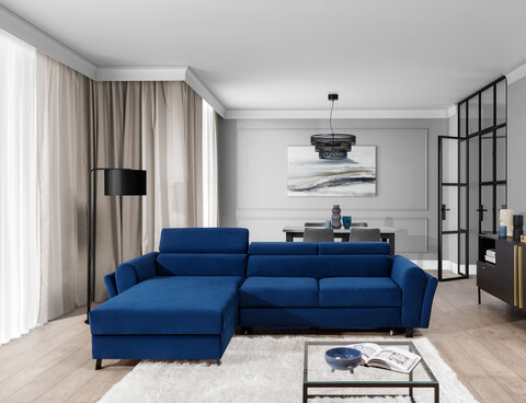 Coltar extensibil stanga 4 locuri ELTAP, Mari-71, Mariall, 288x200x92 cm, lemn/poliester, albastru