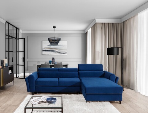 Coltar extensibil dreapta 4 locuri ELTAP, Mari-70, Mariall, 288x200x92 cm, lemn/poliester, albastru