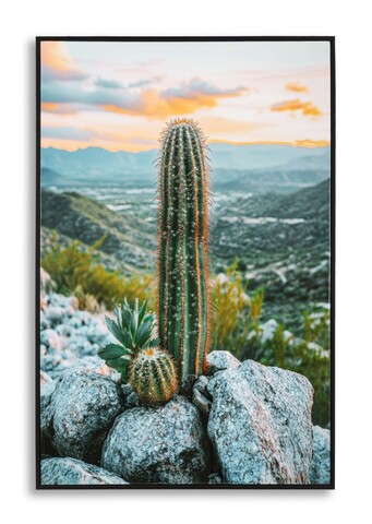 Tablou decorativ Cactus -H, Mauro Ferretti, 60x90 cm, canvas/lemn de pin/plastic, multicolor