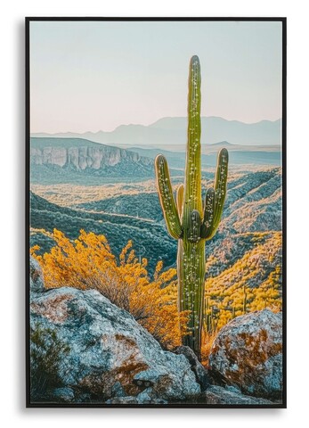 Tablou decorativ Cactus -W, Mauro Ferretti, 60x90 cm, canvas/lemn de pin/plastic, multicolor