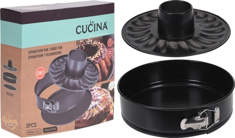 Tava de copt cu capac Cucina, 26x7 cm, otel, negru