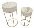Set 2 masute inalte Wedding, Mauro Ferretti, 50x90 cm, 40x70 cm, lemn de pin/MDF/metal, crem/auriu