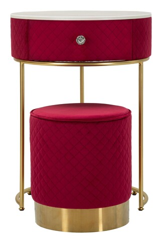 Masa de toaleta cu taburet / masuta dressing Vellit, Mauro Ferretti, 52x70 cm, lemn de pin/MDF/metal, rosu