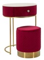Masa de toaleta cu taburet / masuta dressing Vellit, Mauro Ferretti, 52x70 cm, lemn de pin/MDF/metal, rosu