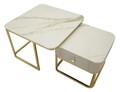 Set 2 masute de cafea Beauty, Mauro Ferretti, 70x70x48 cm, 50x50x43.5 cm, lemn de pin/MDF/metal, crem/auriu